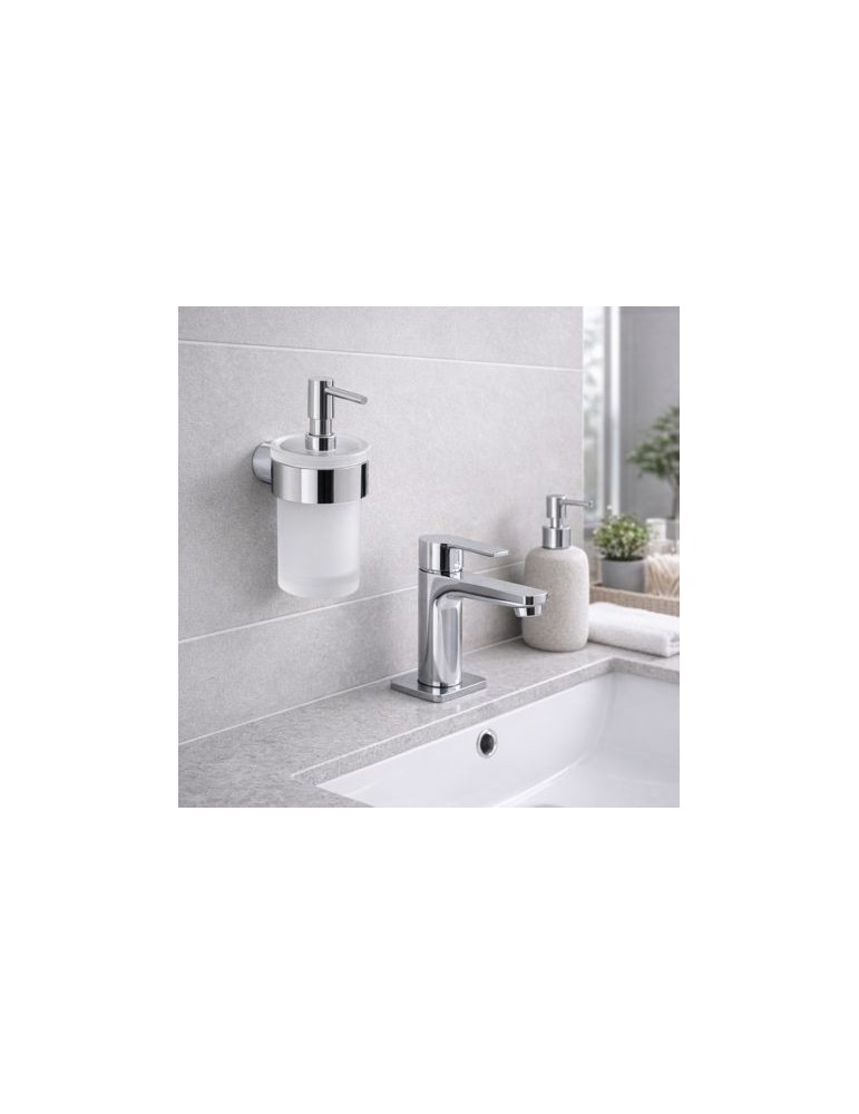 Distributeur De Savon Gedy Pirenei Line En Verre Satiné Chromé