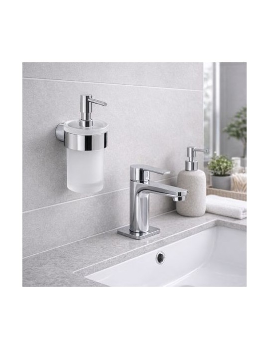 Distributeur De Savon Gedy Pirenei Line En Verre Satiné Chromé