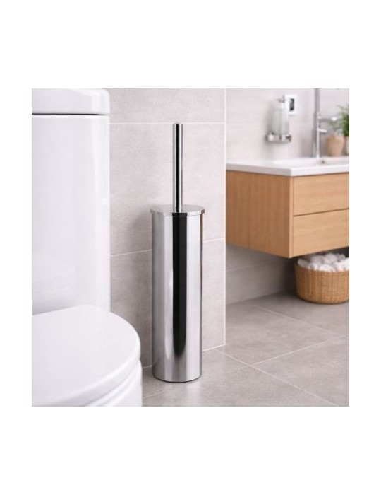 Porte-Brosse Wc Gedy En Acier Inoxydable Chromé Et Touffe De Poils, Collection Tonga Line