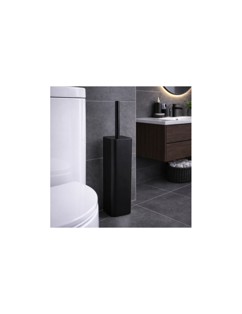 Porte-Brosse Wc Gedy En Acier Inoxydable Noir Mat Et Touffe De Poils, Collection Tonga Line
