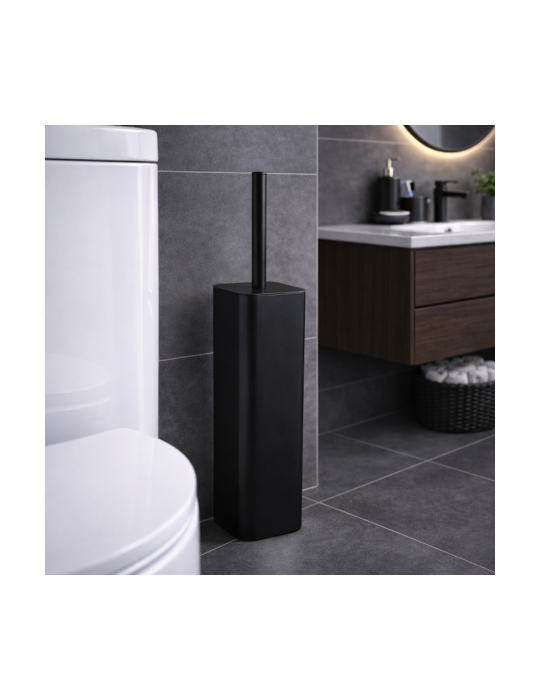 Porte-Brosse Wc Gedy En Acier Inoxydable Noir Mat Et Touffe De Poils, Collection Tonga Line