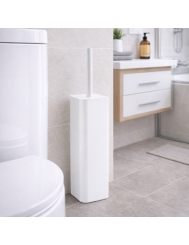 Porte-Brosse Wc Gedy En Acier Inoxydable Blanc Mat Et Touffe De Poils, Collection Tonga Line