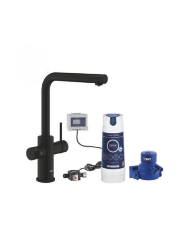 Robinet Grohe Blue Pure Minta Noir Mat, Bec En L Avec Douchette Extractible - 1000142