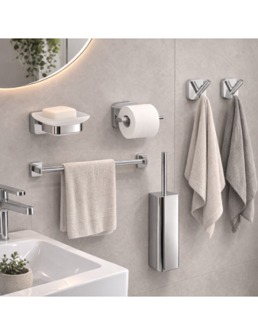 Gedy Set 5 Accessoires Salle de Bain Tonga Inox Chromé | Megaclima.fr