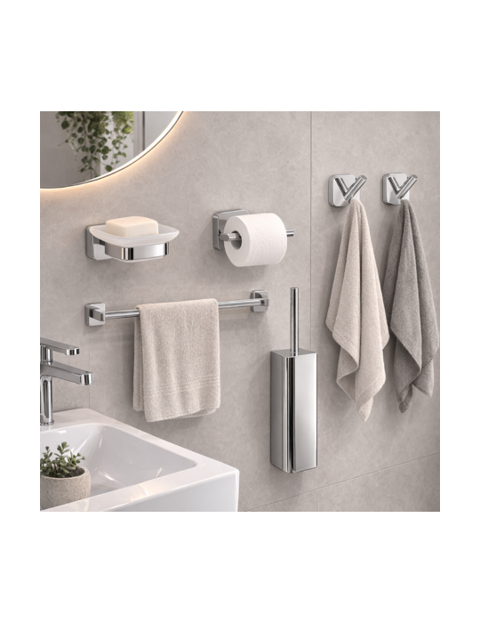 Gedy Set 5 Accessoires Salle de Bain Tonga Inox Chromé | Megaclima.fr