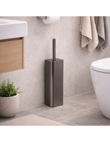 Porte-Brosse Wc Gedy En Acier Inoxydable Couleur Canon De Fusil, Avec Touffe De Poils, Gamme Tonga