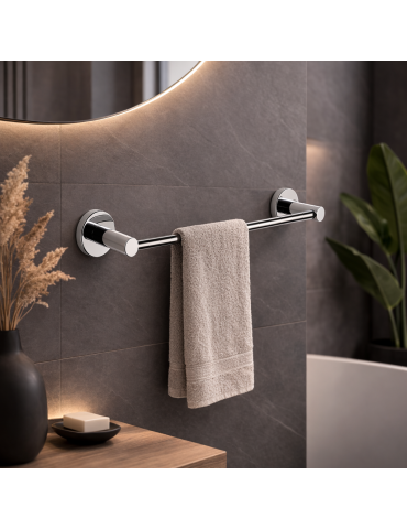 Porte-Serviettes Gedy 50 Cm En Acier Inoxydable Chromé, Motif FougèRe