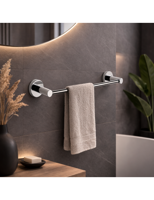 Porte-Serviettes Gedy 50 Cm En Acier Inoxydable Chromé, Motif FougèRe