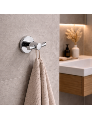 Cintre Double Gedy En Acier Inoxydable Chromé Avec AdhéSif Double Face, Motif FougèRe