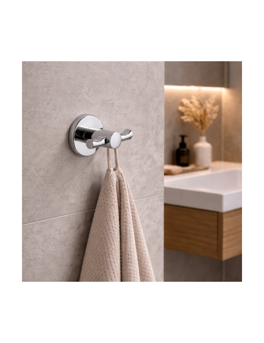 Cintre Double Gedy En Acier Inoxydable Chromé Avec AdhéSif Double Face, Motif FougèRe