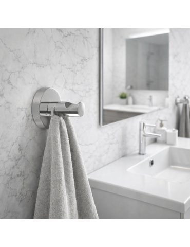 Cintre Gedy En Acier Inoxydable Chromé Avec Ruban AdhéSif Double Face, De La Gamme Fern Line