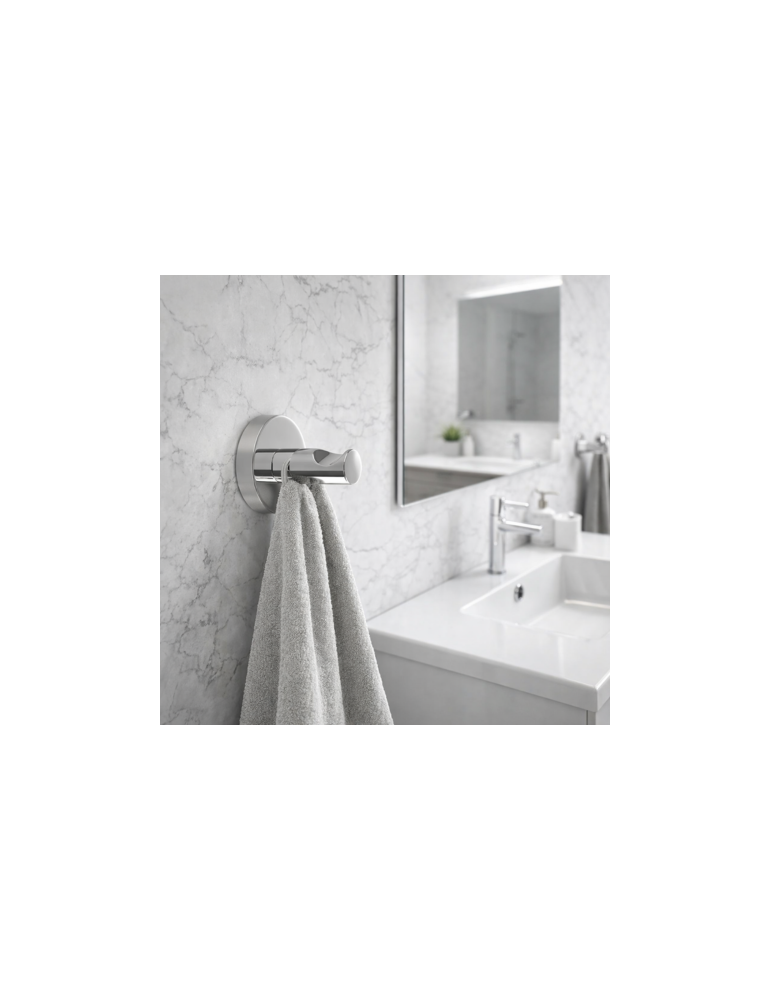 Cintre Gedy En Acier Inoxydable Chromé Avec Ruban AdhéSif Double Face, De La Gamme Fern Line