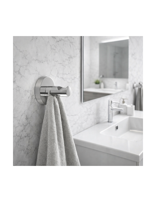 Cintre Gedy En Acier Inoxydable Chromé Avec Ruban AdhéSif Double Face, De La Gamme Fern Line