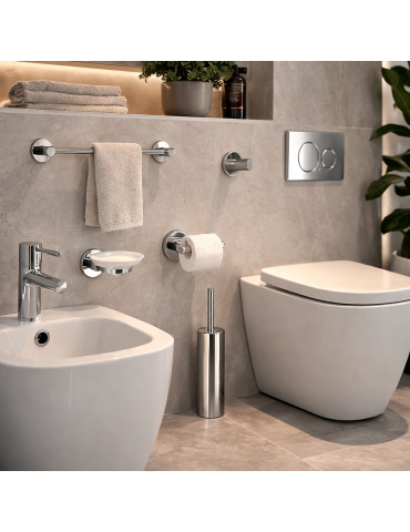 Ensemble De 4 Accessoires Muraux Gedy En Acier Inoxydable Chromé, Gamme Fern Line