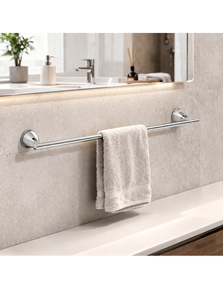 Porte-serviettes Mural Gedy 45 Cm En Acier Inoxydable Chromé, Gamme Genziana