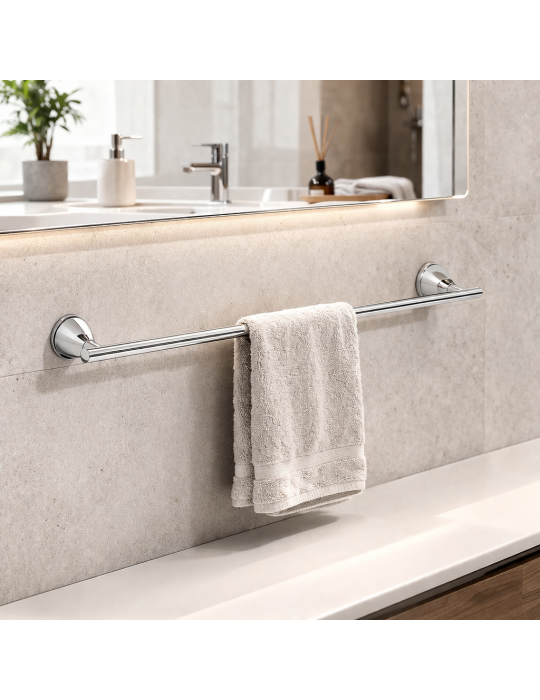 Porte-serviettes Mural Gedy 45 Cm En Acier Inoxydable Chromé, Gamme Genziana