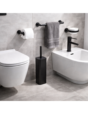 Porte-brosse Wc Autoportant En Acier Inoxydable Noir Mat Gedy Jack Line