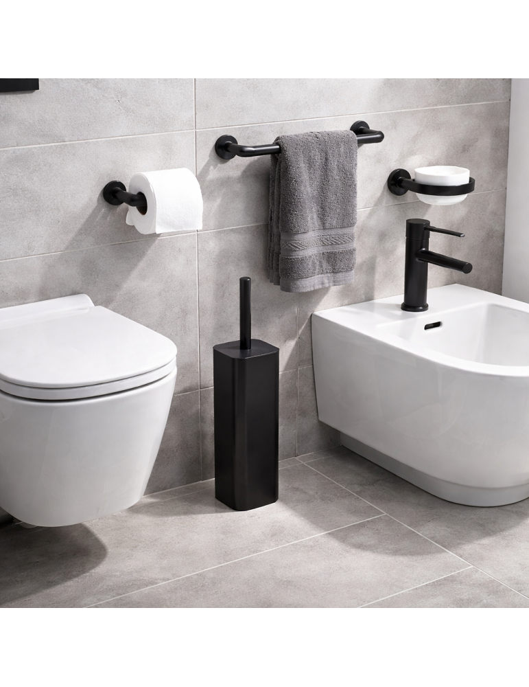 Porte-brosse Wc Autoportant En Acier Inoxydable Noir Mat Gedy Jack Line