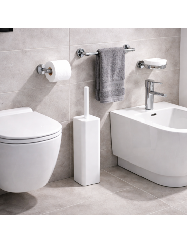 Porte-brosse Wc Autoportant En Acier Inoxydable Blanc Mat Gedy Jack Line