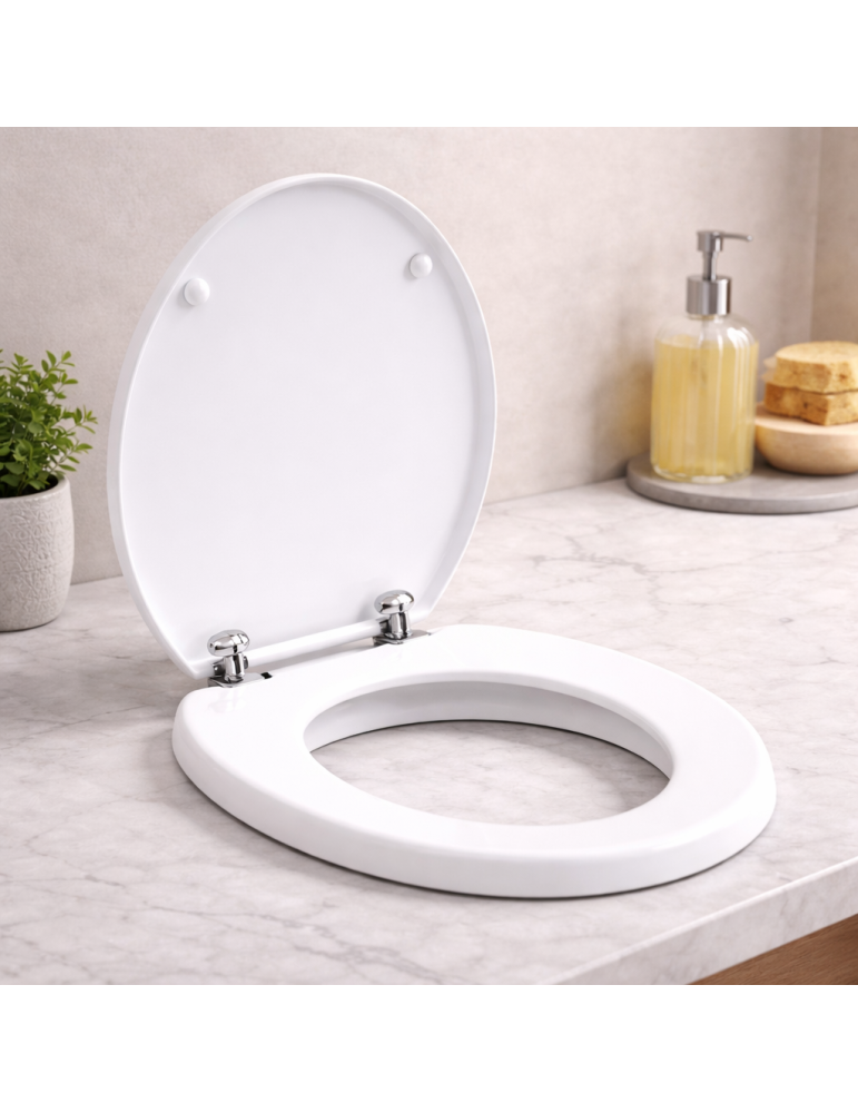 Abattant De Toilette Universel Gedy En Mdf Blanc, Gamme Émeraude