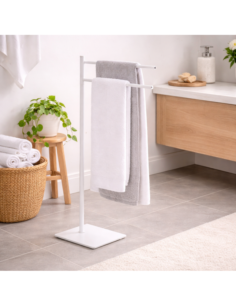 Porte-serviettes Gedy Trilly Line En Acier Inoxydable Blanc Mat