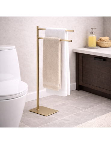 Porte-serviettes Gedy Trilly Line En Acier Inoxydable Doré Brossé