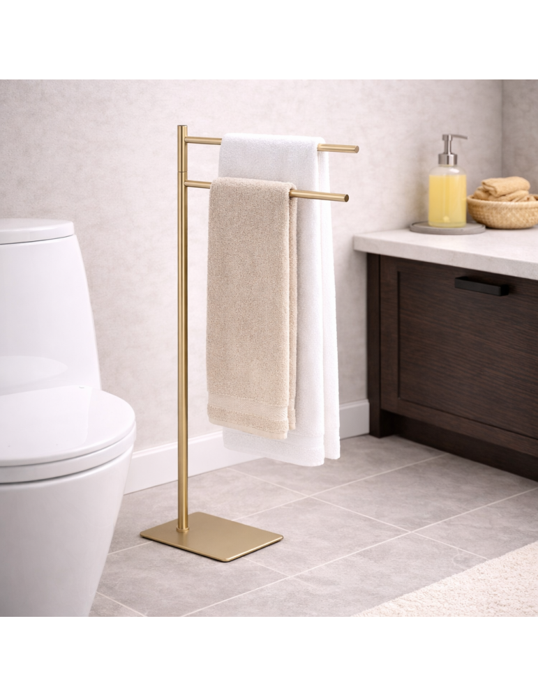 Porte-serviettes Gedy Trilly Line En Acier Inoxydable Doré Brossé