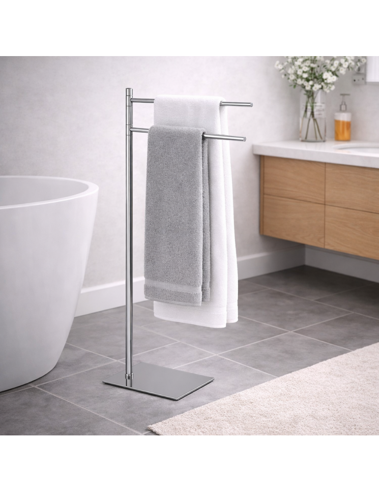 Porte-serviettes De Sol Gedy Trilly En Acier Inoxydable Brossé