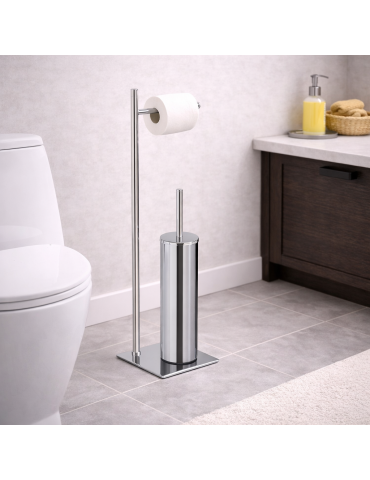 Gedy Porte-rouleau et brosse WC sur pied inox chromé Trilly | Megaclima.fr