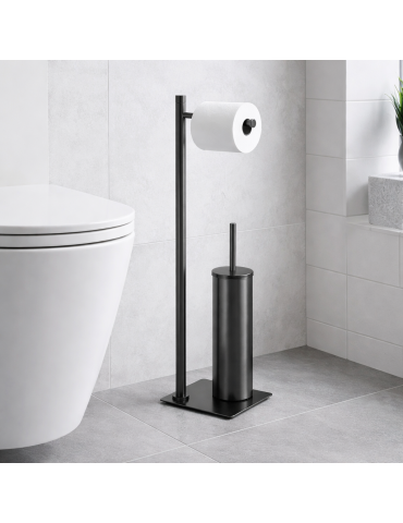 Porte-rouleau De Papier Toilette Et Support Pour Brosse De Toilette Gedy En Acier Inoxydable Couleur Canon De Fusil, Trilly Line