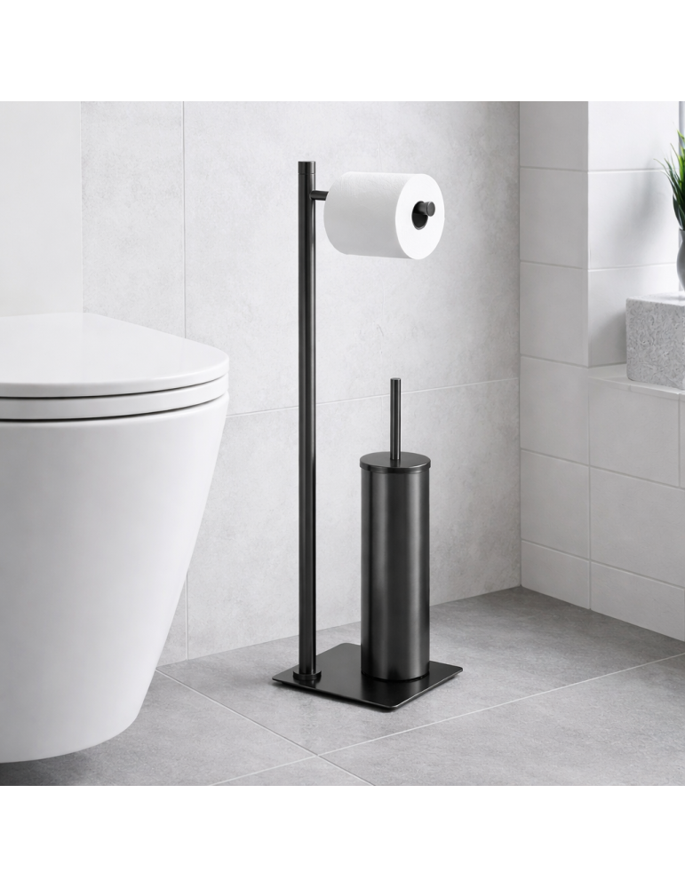 Porte-rouleau De Papier Toilette Et Support Pour Brosse De Toilette Gedy En Acier Inoxydable Couleur Canon De Fusil, Trilly Line