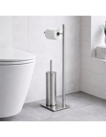 Porte-rouleau De Papier Toilette Et Brosse De Toilette Gedy Trilly Line En Acier Inoxydable Brossé