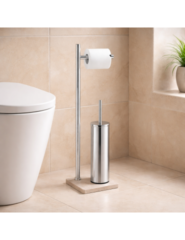 Gedy Porte-rouleau et brosse WC sur pied inox Trilly | Megaclima.fr