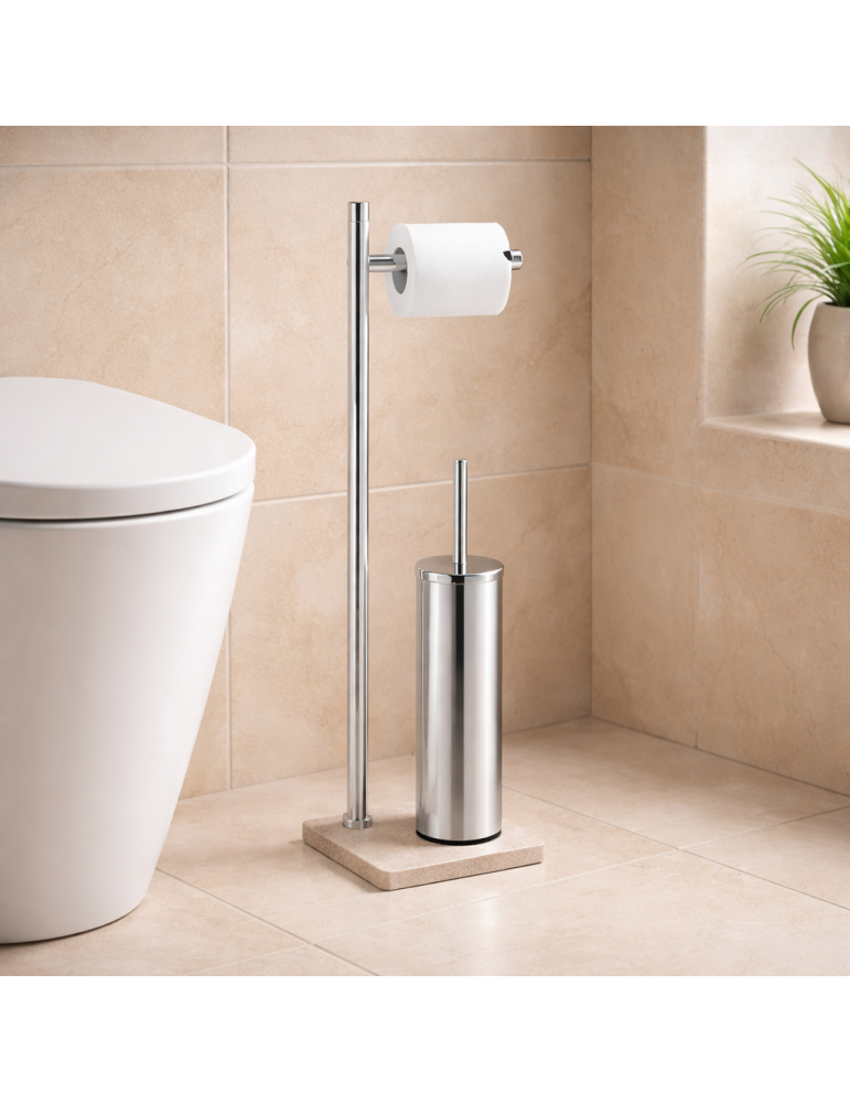 Gedy Porte-rouleau et brosse WC sur pied inox Trilly | Megaclima.fr