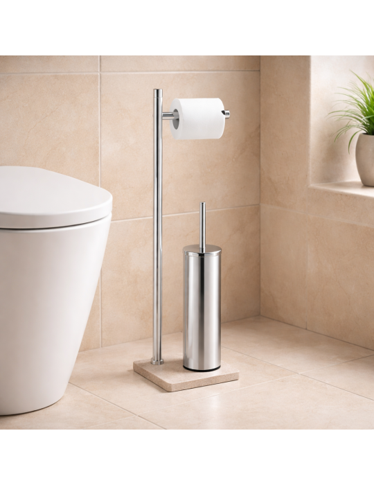 Gedy Porte-rouleau et brosse WC sur pied inox Trilly | Megaclima.fr