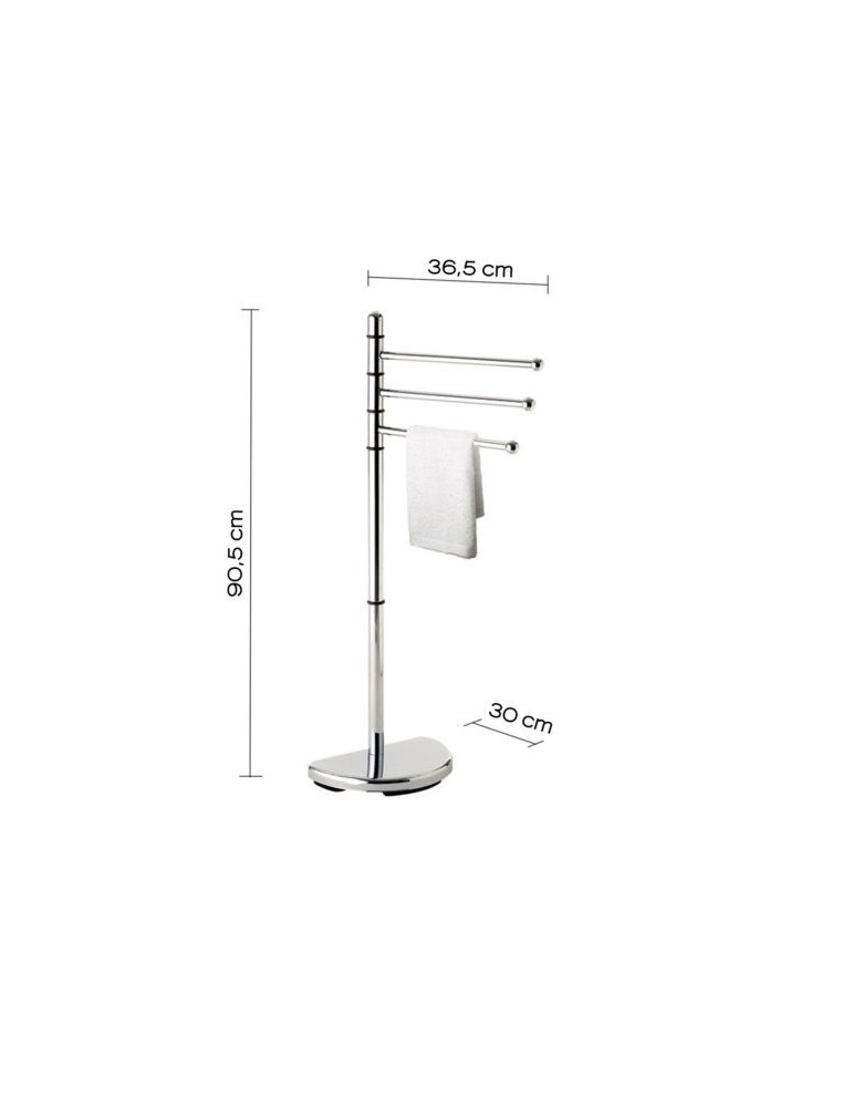 Gedy Porte-serviettes 3 bras sur pied acier chromé Hibiscus | Megaclima.fr