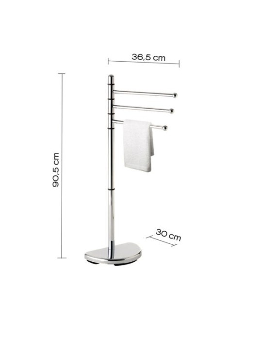 Gedy Porte-serviettes 3 bras sur pied acier chromé Hibiscus | Megaclima.fr