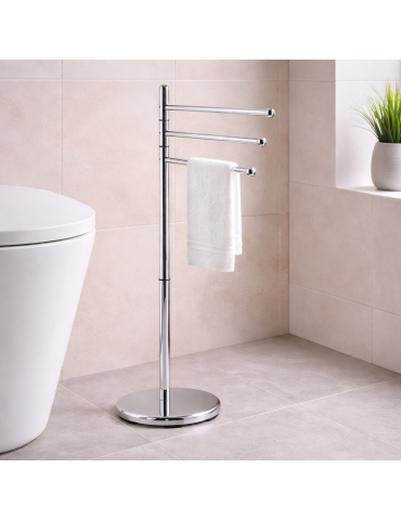 Gedy Porte-serviettes 3 bras sur pied acier chromé Hibiscus | Megaclima.fr