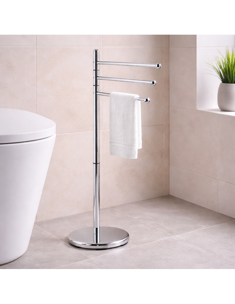 Gedy Porte-serviettes 3 bras sur pied acier chromé Hibiscus | Megaclima.fr