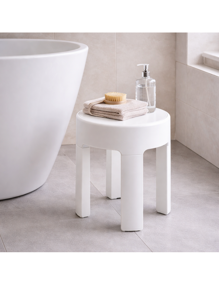 Gedy Tabouret rangement blanc mat antidérapant Newbox | Megaclima.fr