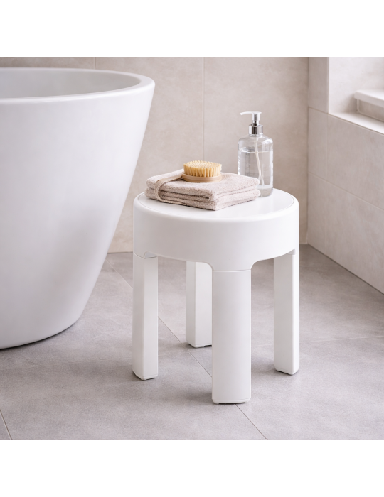 Gedy Tabouret rangement blanc mat antidérapant Newbox | Megaclima.fr