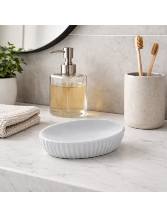 Porte-savon En Céramique Grise Gedy Marika