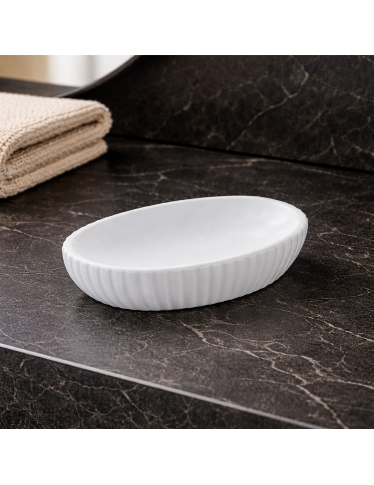 Porte-savon En Céramique Blanche Gedy, Collection Marika