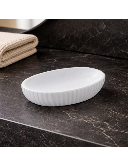 Porte-savon En Céramique Blanche Gedy, Collection Marika