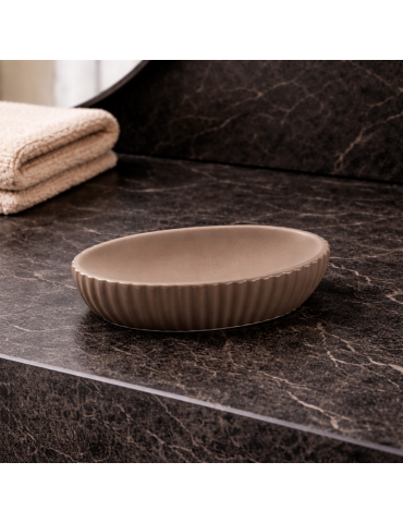 Porte-savon En Céramique Gris Tourterelle Gedy, Collection Marika