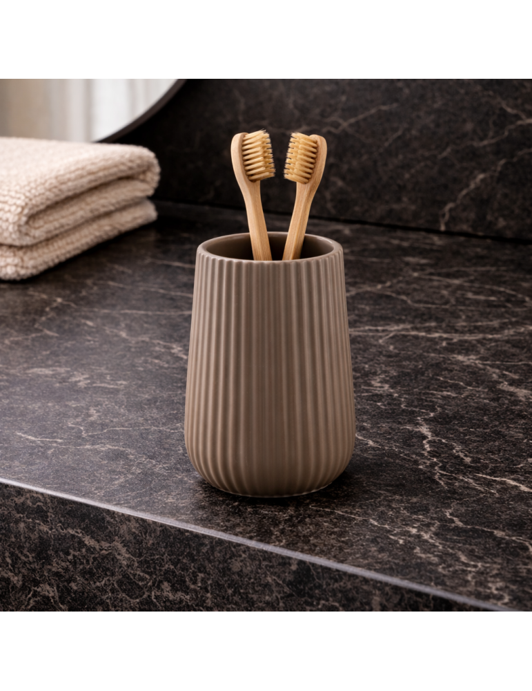 Porte-brosse À Dents En Céramique Gedy Marika, Gris Tourterelle