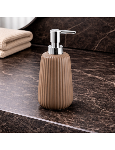 Distributeur De Savon En Céramique Gris Tourterelle Gedy, Collection Marika