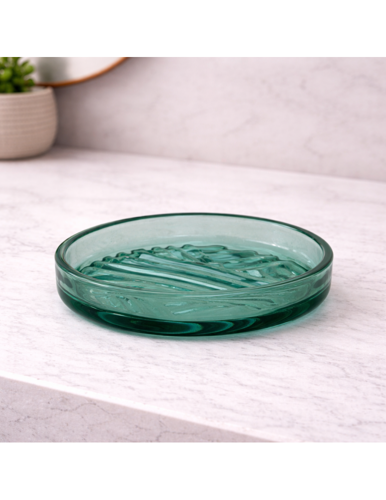 Porte-savon Ovale En Verre Vert Gedy Corinne