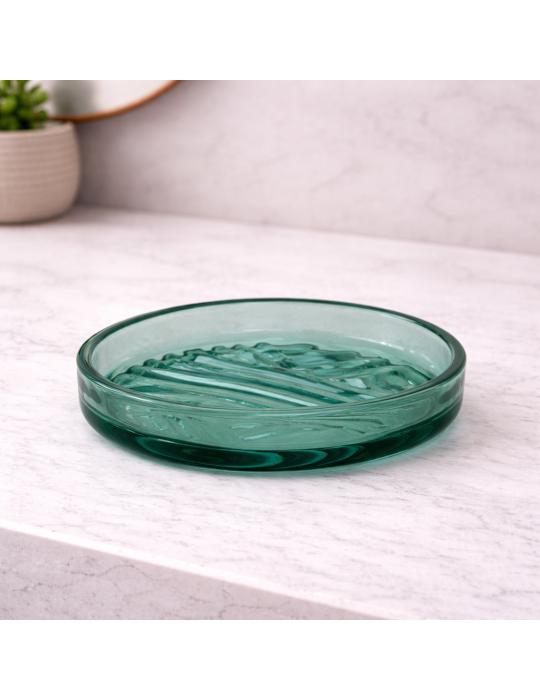 Porte-savon Ovale En Verre Vert Gedy Corinne