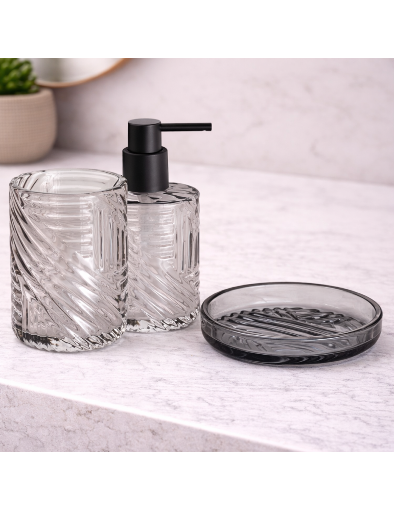 Ensemble D'accessoires De Salle De Bain En Verre Transparent 3 Pièces Gedy Corinne Line